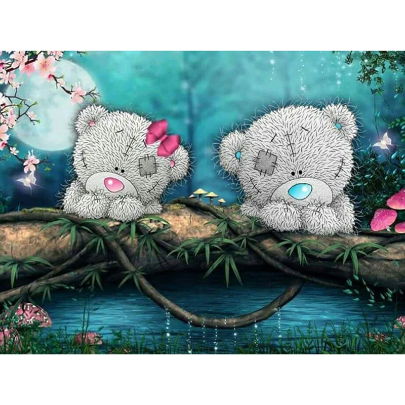 100% полноразмерная 5D алмазная живопись сделай сам медведь из мультфильма 3D