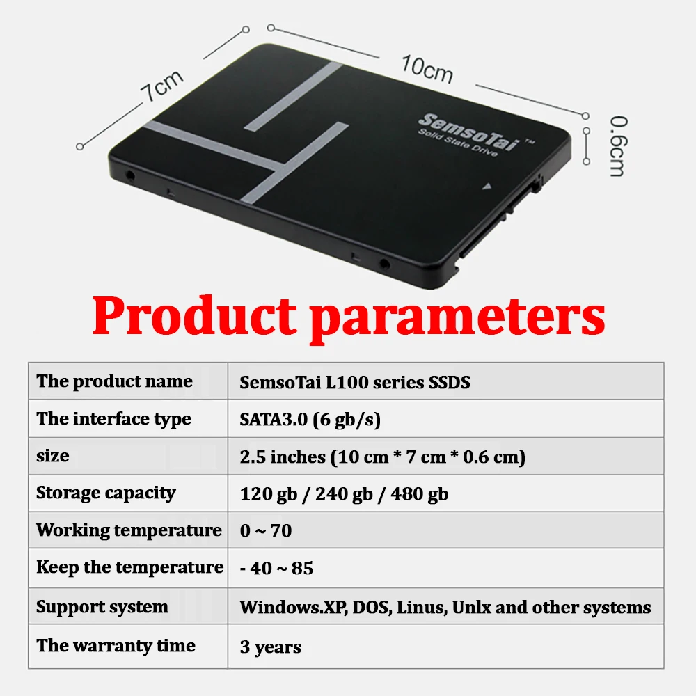 SemsoTai 2 5 дюймовый ssd 120 ГБ hdd SATA III 3D NAND Flash TLC 450 МБ/с./с силиконовые движения