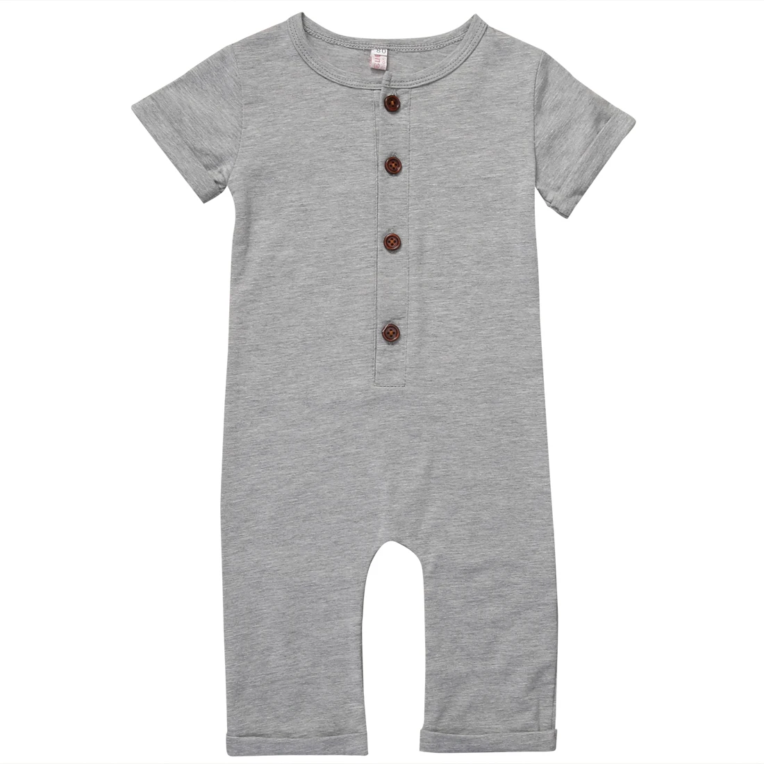 

Toddler Baby Boys Girls Romper Jumpsuit Little Girl boy Jumpsuit solid button Summer Cotton Girl Clothing Rompers 0-24M