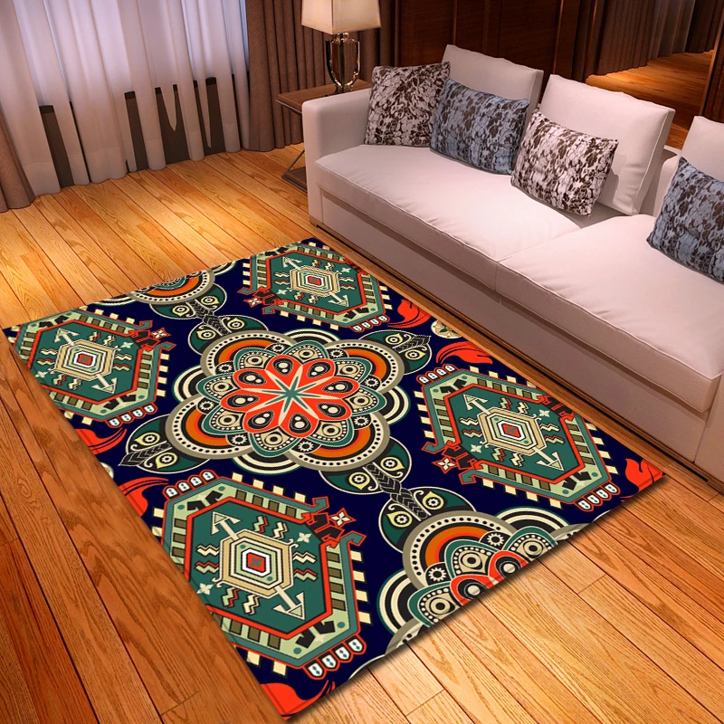 

National Style Florals Printed Carpet Flannel Memory Foam Soft Area Rugs Home Textile Bedroom Living Room Rug and Carpets