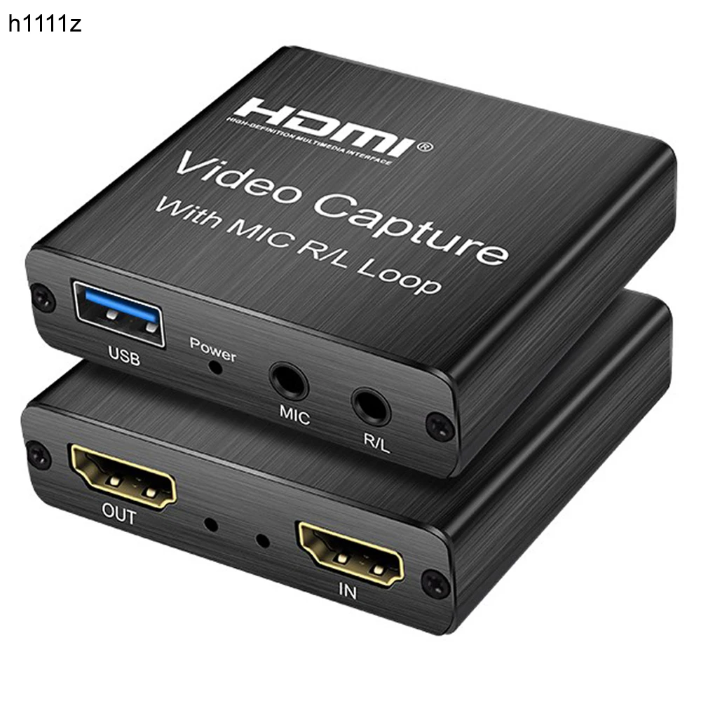 4K HDMI Video Capture Card 1080p Board Game Capture Card USB 2.0 Recorder Box Device for Live Streaming Video Recording Loop Out