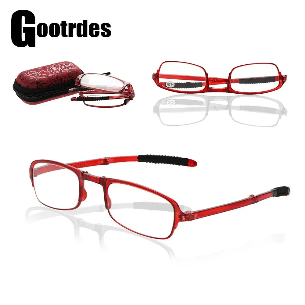 

New Anti Blue Light Reading Glasses with Storage Case Unisex Foldable Readers Eyewear Elders Vision Care Presbyopic Glasses
