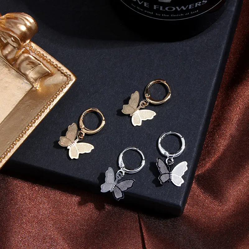 Женские серьги-подвески с бабочками JJFOUCS серьги золотого цвета милыми насекомыми