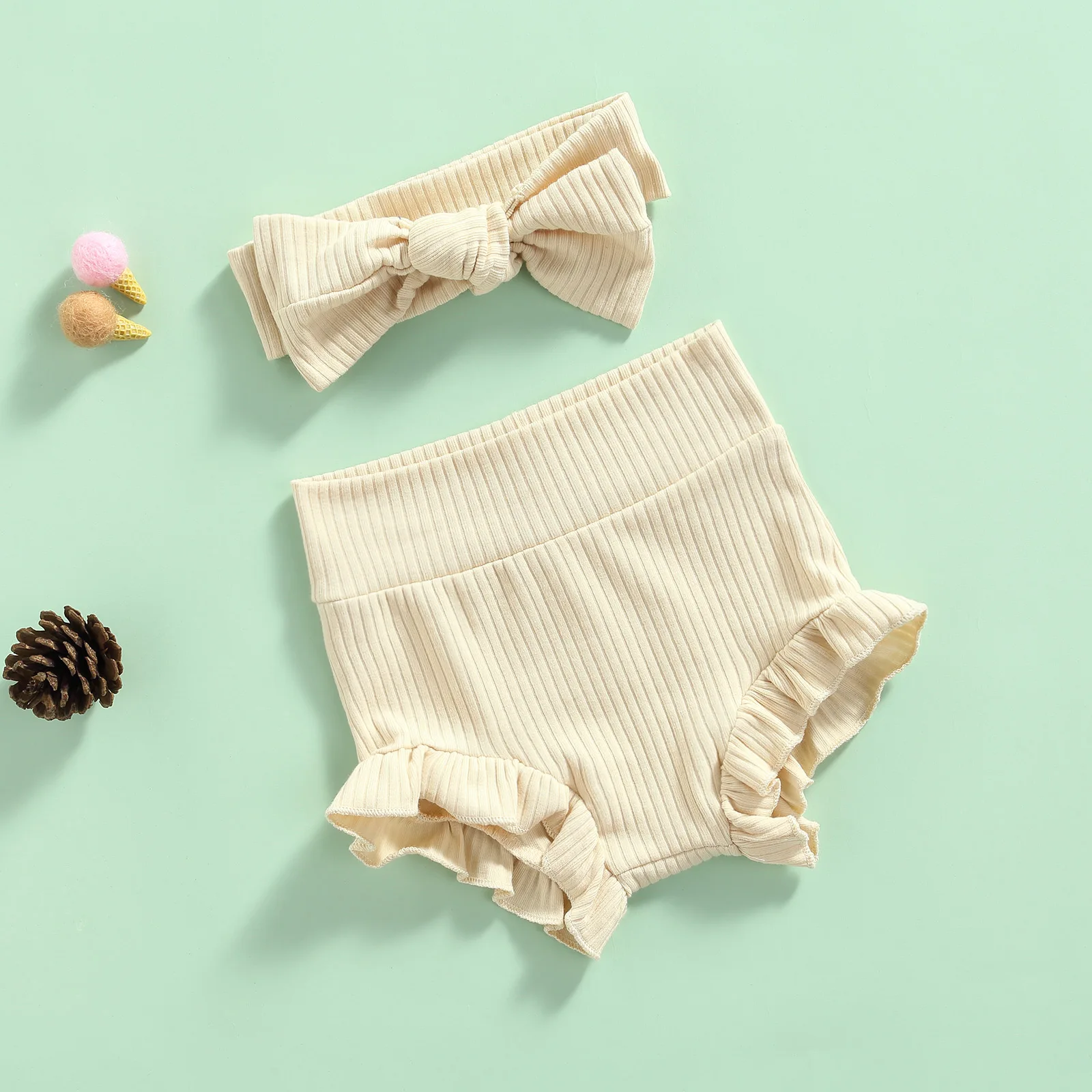 2 шт. кружевные шорты с высокой талией и бантом | Детская одежда обувь