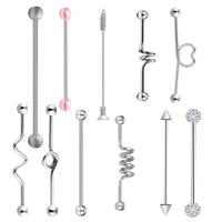 heart pink stainless steel silver industrial piercing cartilage barbell earring arrow ear industrial piercing studs pircing