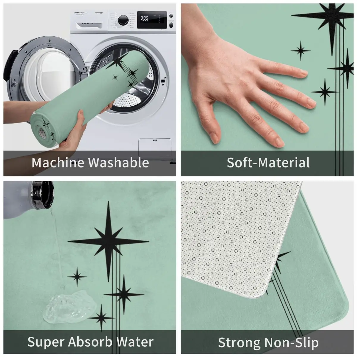 Коврик дверной из полиэстера в стиле ретро 40 х60 см | Дом и сад