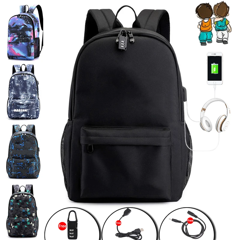 Рюкзак DJ для подростков школьный рюкзак мальчиков и девочек с защитой от кражи Usb