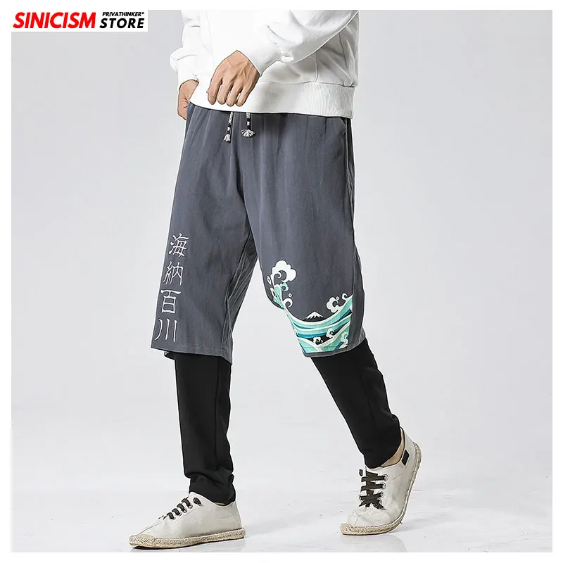 Sinicism Store/осенне зимние толстые брюки из двух предметов мужские свободного покроя