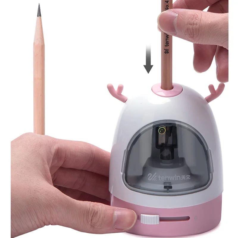 TENWIN 5 цветов мультяшная электрическая точилка для карандашей механические