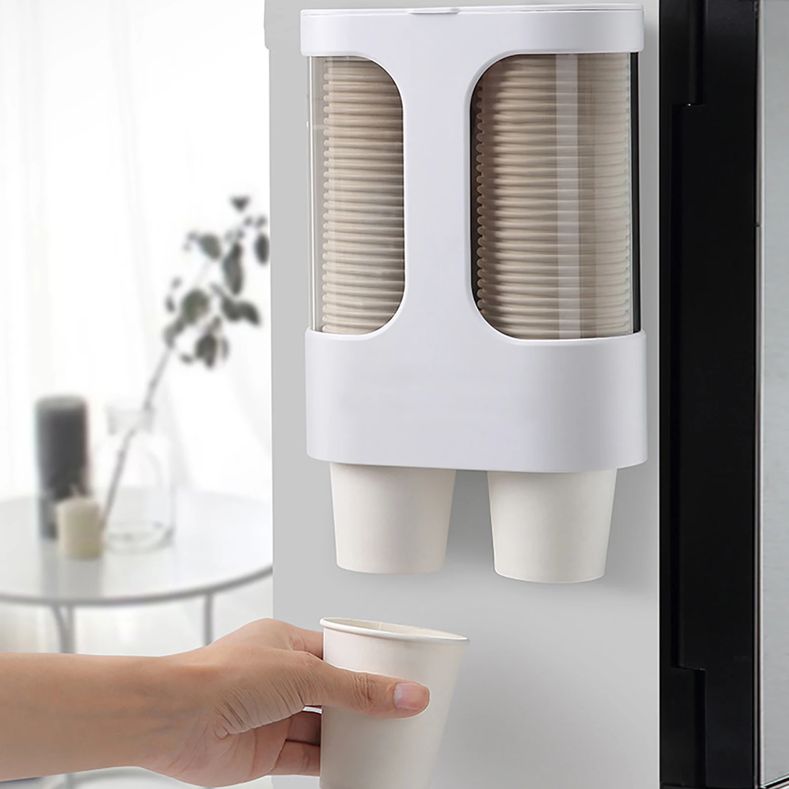 

Disposable Cup Holder Wall-mounted Automatic Cup Remover Double Tube Large Capacity Transparent and Visible Sanitary Cup Holder