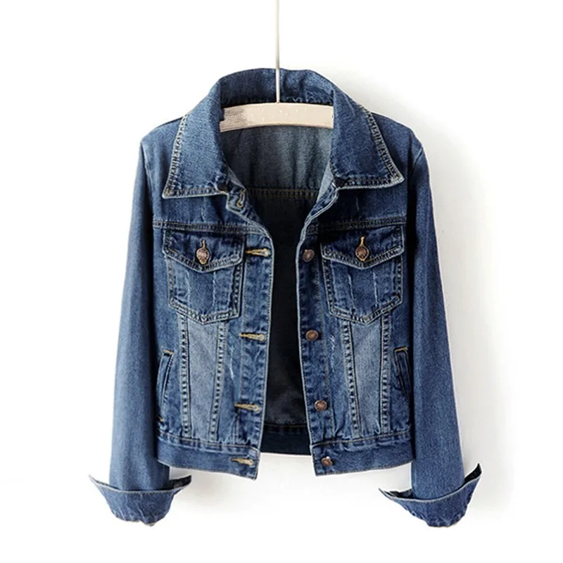 Джинсовое короткое пальто для женщин весна 2020 приталенная куртка с длинным