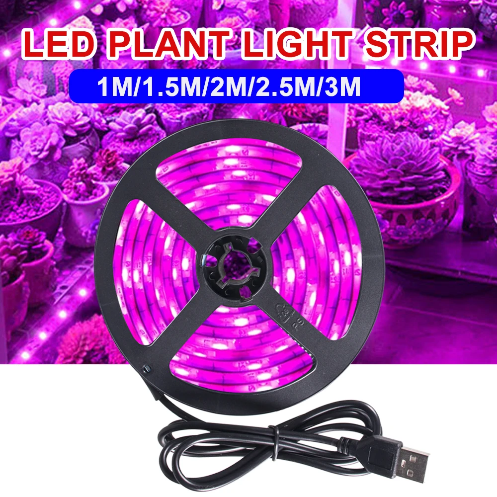 DC5V USB Full Spectrum Phytolamps Lamp LED Phyto Tape Lighting Flexible Grow Light Strip Waterproof Plant Bulb Hydroponic Lamp