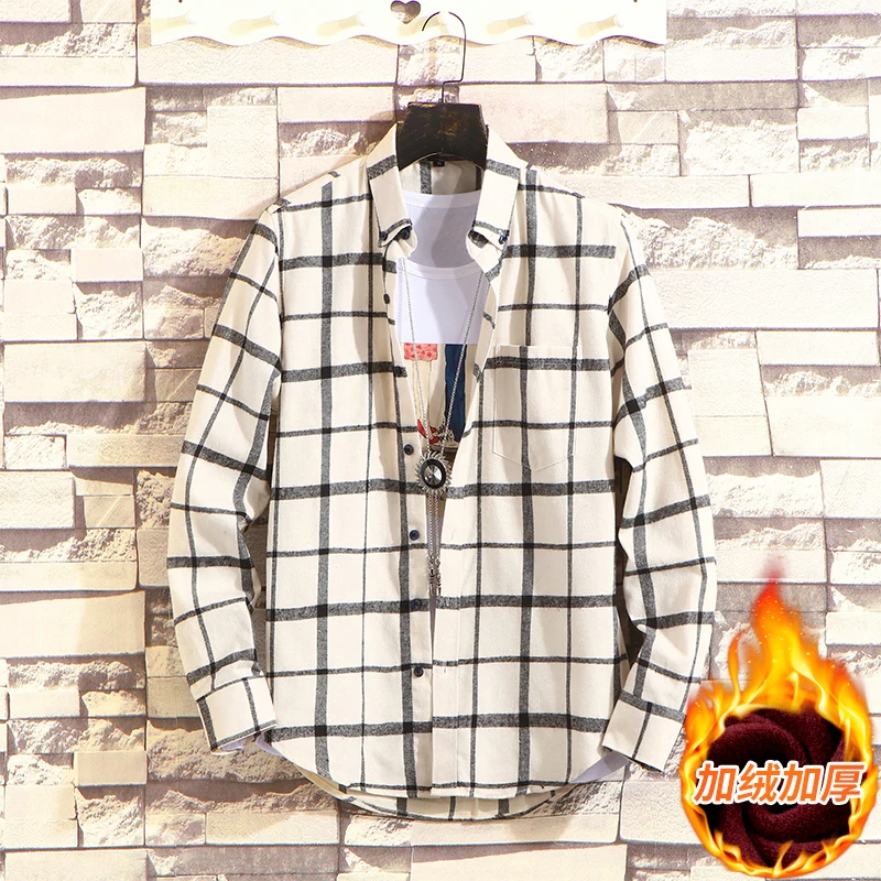 Мужская Фланелевая рубашка в клетку теплая Рабочая Рубашка с длинным рукавом