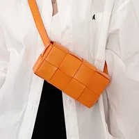 small womens waist belts bag famous designer braided plaid shoulder bags weave phone chest bag ladies pu leather clutch handbag