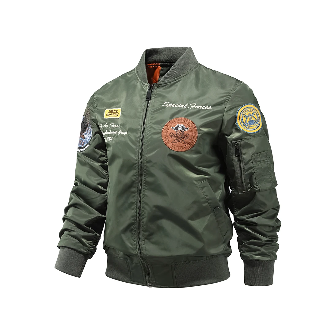 

QSuper 2021 New High Quality Men's Pilot Jackets Eagle&Air Force Images Design Bomber Jacket Autumn O-Neck Zipper Man Coat Cloth