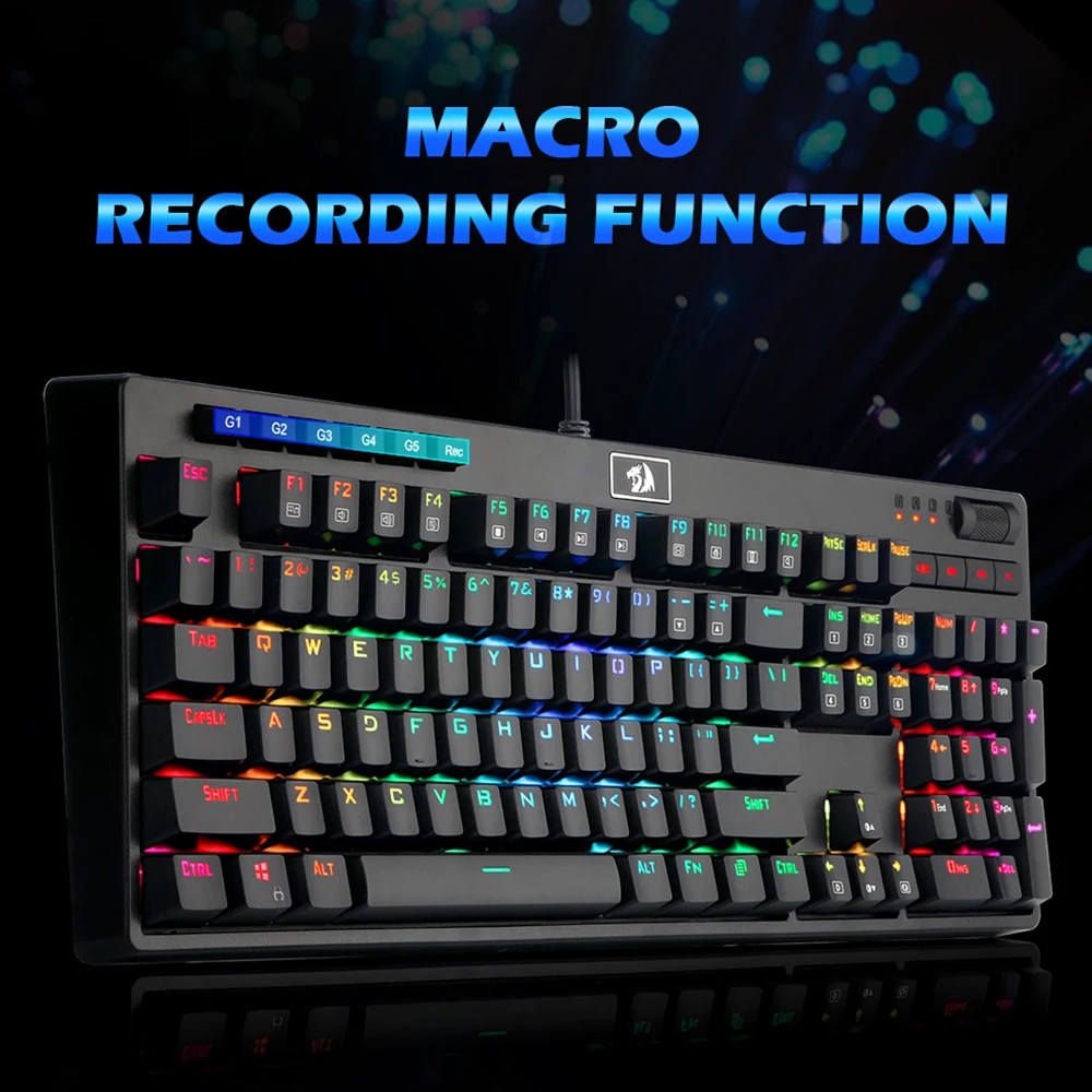 Redragon K579 RGB USB Механическая игровая клавиатура синий переключатель со светодиодной подсветкой 104 ключ анти-ореолы проводной ПК Компьютерная игра