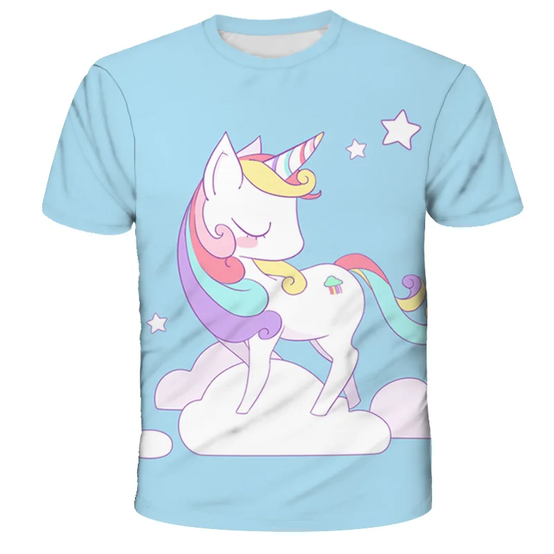 

unicorn Fashion polyester Boys Girls T-Shirts Children Kids Cartoon Print T shirts Baby unicorn 3D Tops Clothing Tee