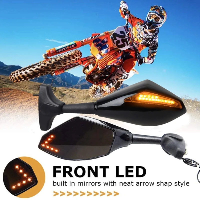 

Universal Motorcycle Rearview Mirrors,Dual LED Turn Signal Light Side Marker for KAWASAKI NINJA YAMAHA YZF SUZUKI