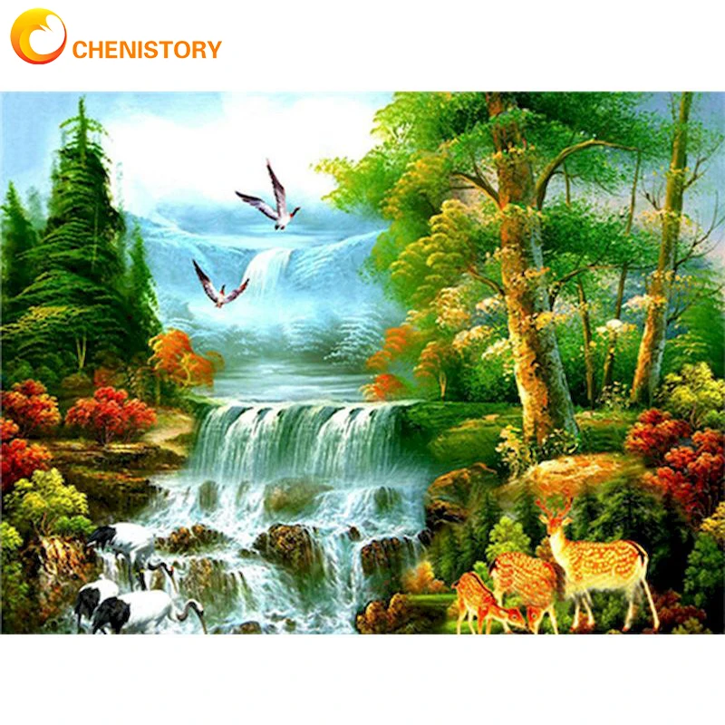 

CHENISTORY 60*75cm Diy with frame paint by numbers for adults Scenery picture Painting by numbers Pictures decorate for the home