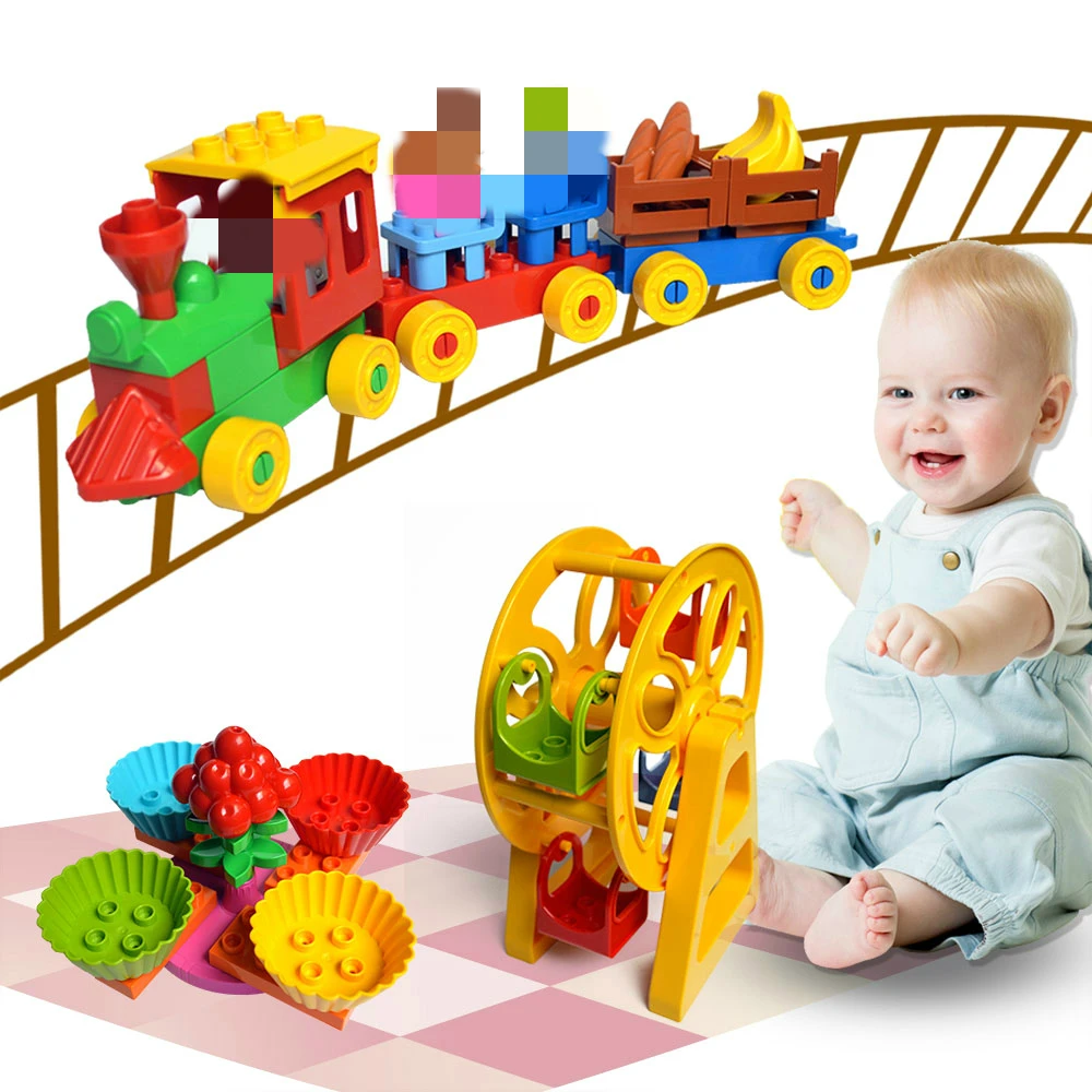 Большой блок поезд парк большие строительные блоки колесо обозрения горка