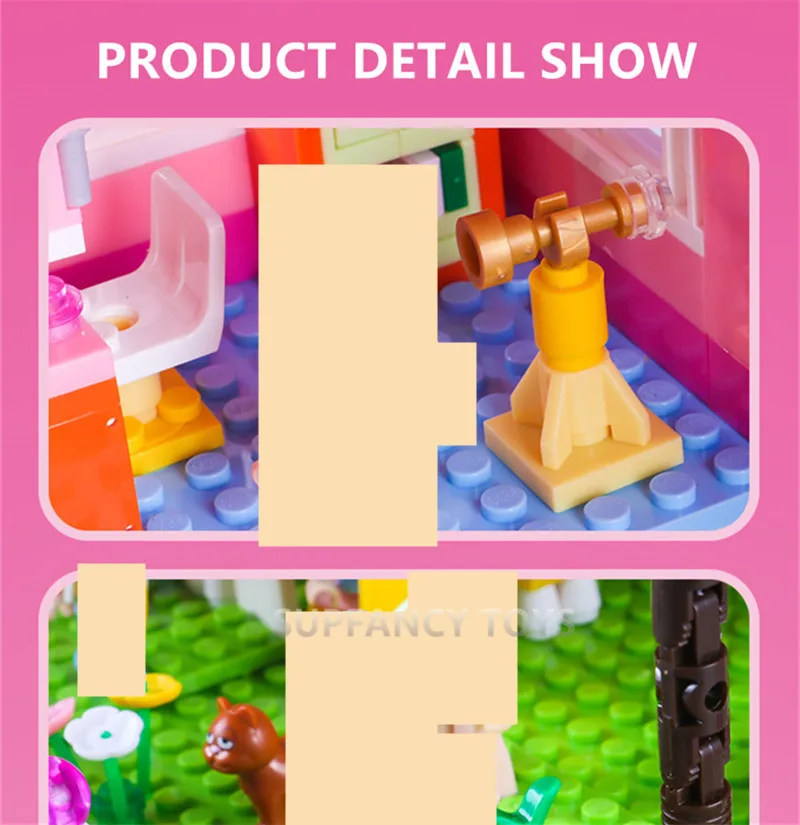 

Big Garden City House Villa Castle Yacht Building Blocks Sets Friends Princess Figures Creator Bricks Educational Toys For Girls