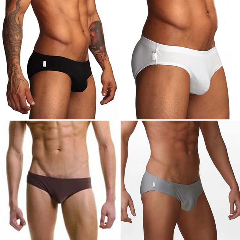 Мужские трусы сексуальные с низкой талией дышащие U выпуклые сплошной цвет