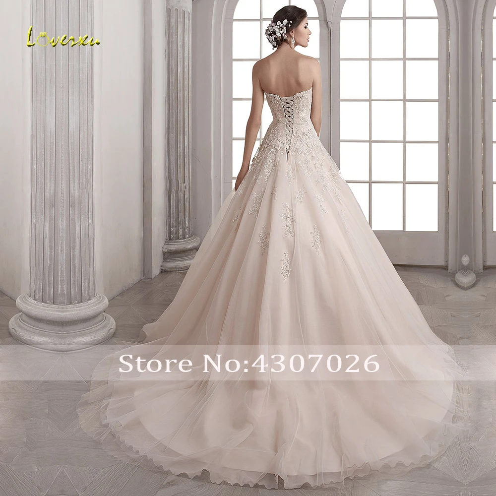 Loverxu милое ТРАПЕЦИЕВИДНОЕ кружевное свадебное платье с элегантной аппликацией