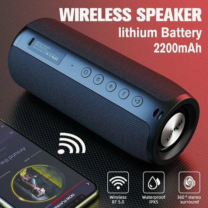 

Portable Wireless Speaker Bluetooth-compatible 5.0 HiFi Stereo Music Box Subwoofer USB AUX