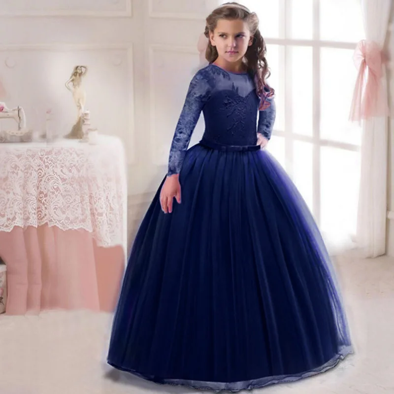 Свадебные платья с длинным рукавом для девочек кружевные первого причастия