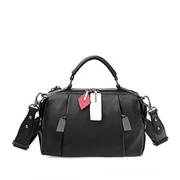 black bag women Натуральная кожа черный сумка женская через плечо Роскошный бренд бостонская сумка верхняя ручка дизайнер женские сумки высокого качества - Цвет: black bag women