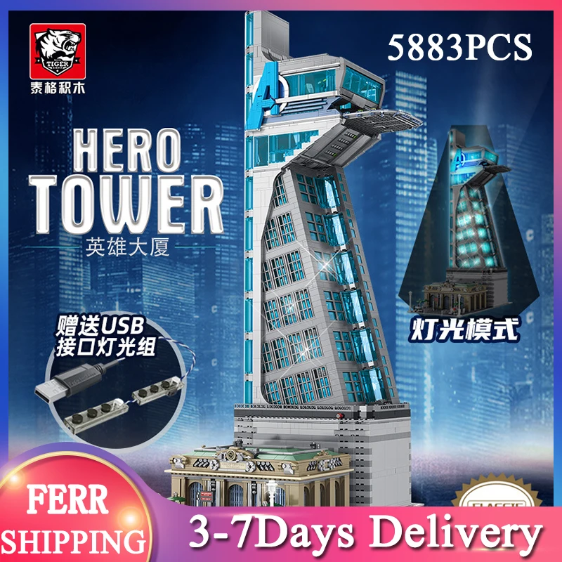 

Модель строительного блока «железная башня» со светодиодной подсветкой, 55120 деталей