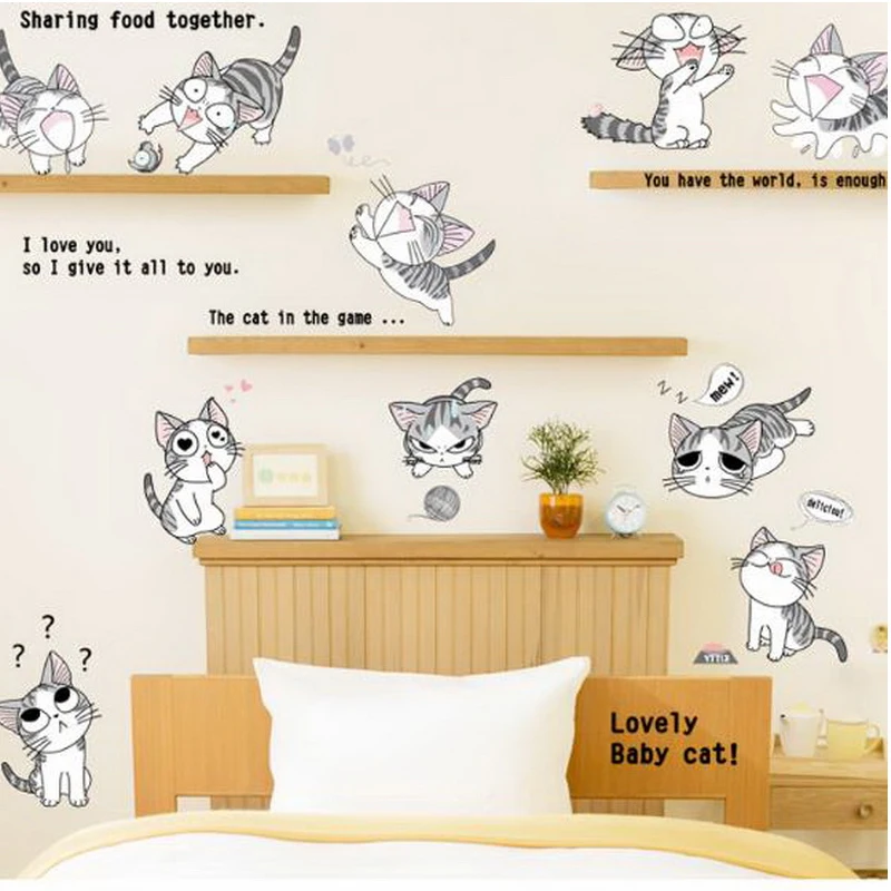321134/съемные настенные Стикеры с изображением сыра кошки общежития для спальни