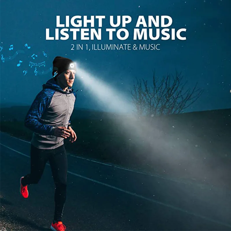 winter hat bluetooth 5 0 wireless headset knit hat stereo speakers headphone cap outdoor running hat with light wearable devices free global shipping