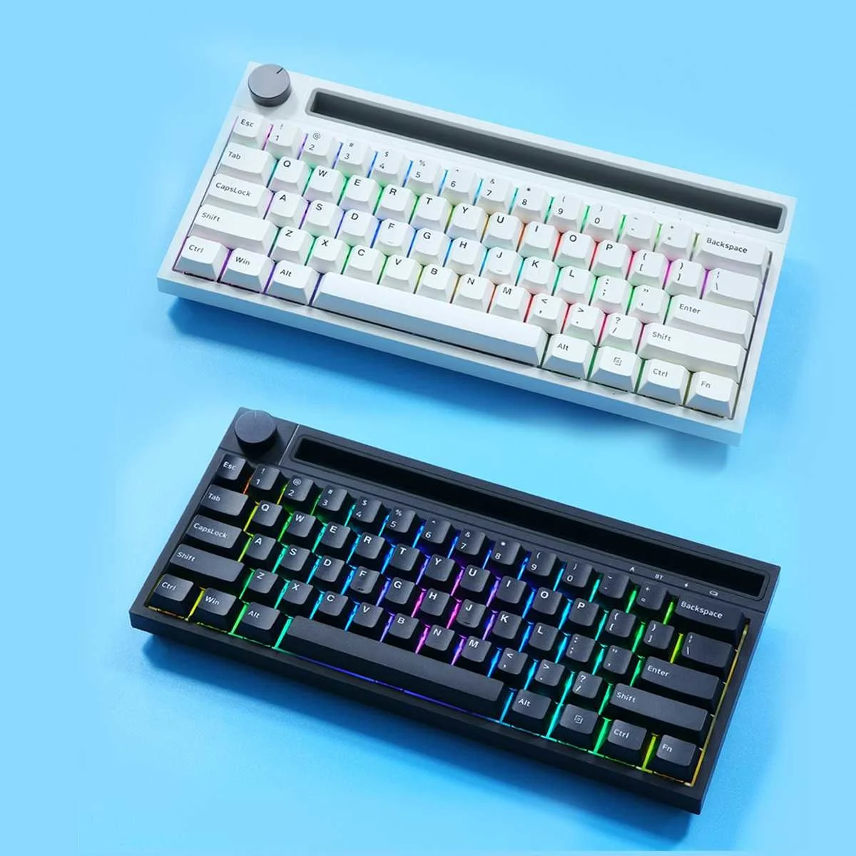 

62 Keys Gaming Mechanical Keyboard RGB bluetooth Wireless Type-C Wired Dual Mode Rechargeable Keyboards With Holder