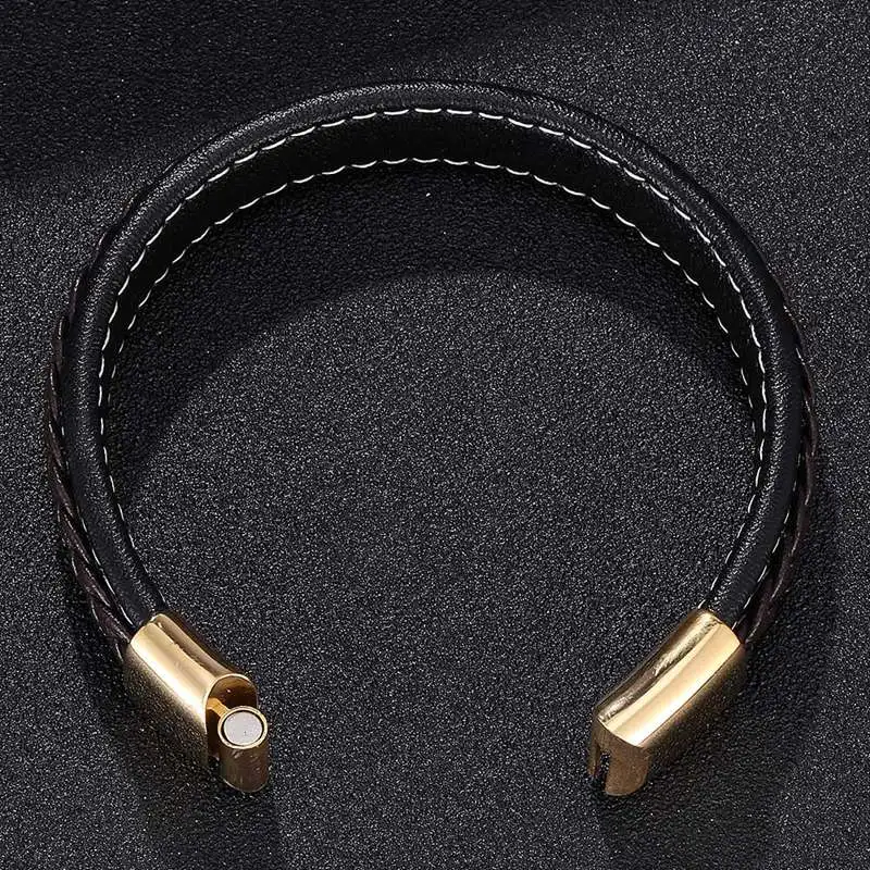 Модные мужские браслеты Очаровательные кожаные ювелирные изделия золотой