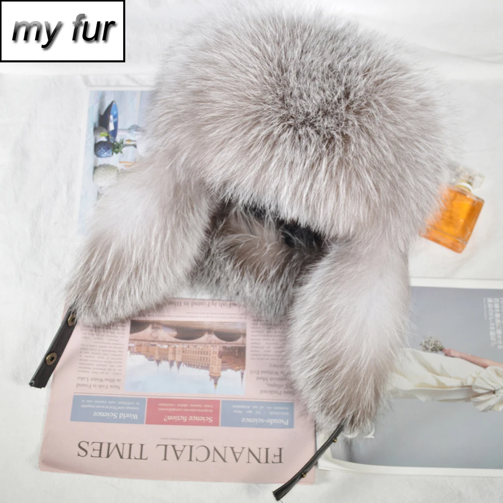 Мужская Уличная ветрозащитная зимняя шапка бомбер из натурального Лисьего меха