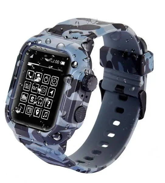 Водонепроницаемый спортивный чехол-накладка для Apple Watch, чехол, серия 4, 3, 2, силиконовый ремешок 44 мм, 42 мм, 40 мм, ударопрочный чехол - Цвет ремешка: Camouflage Grey