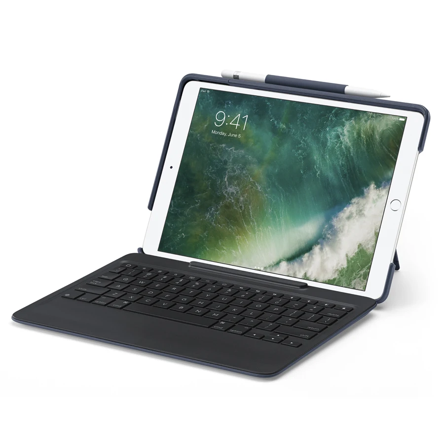 Чехол Logitech slim combo со съемной клавиатурой с подсветкой и технологией smart connector для