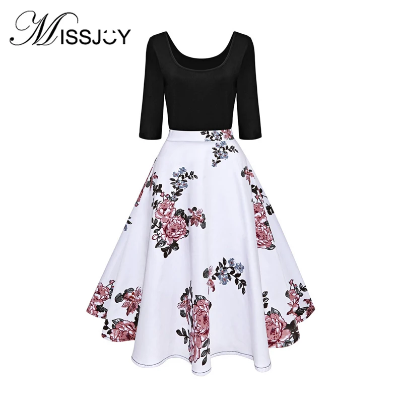 MISSJOY/осень 2019 г. Вечерние женские платья рокабилли короткий О-образный вырез с