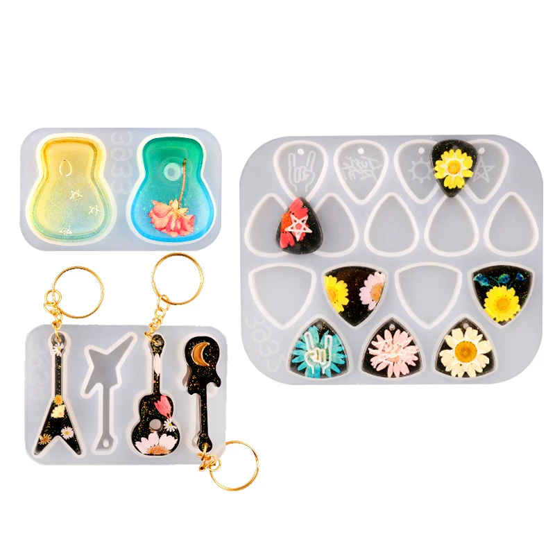 

Guitar Pick Keychain Earring Pendant Mold Epoxy Resin Silicone Mold DIY Jewelry Making Storage Box Music Accessories Tools