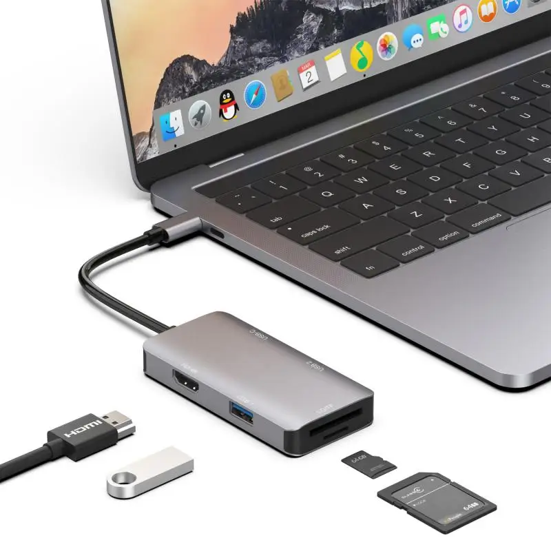 Многофункциональный концентратор для ПК планшета типа C к HDM/2 порта USB3.0/PD/SD/TF