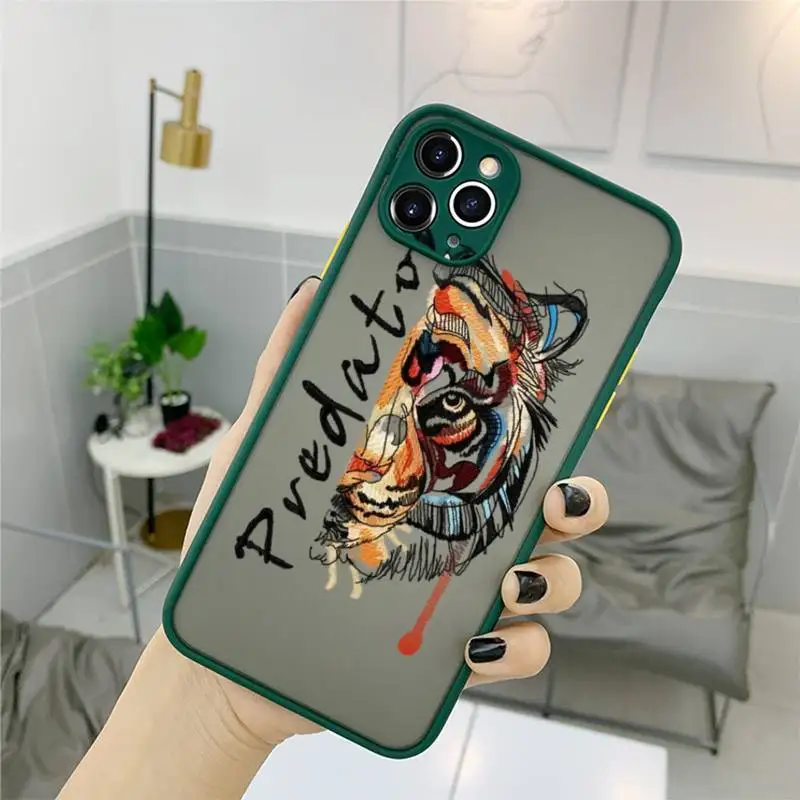 

Fashion tiger leopard Phone Case For iPhone 12 11 Mini Pro XR XS Max 7 8 Plus X Matte transparent Back Cover