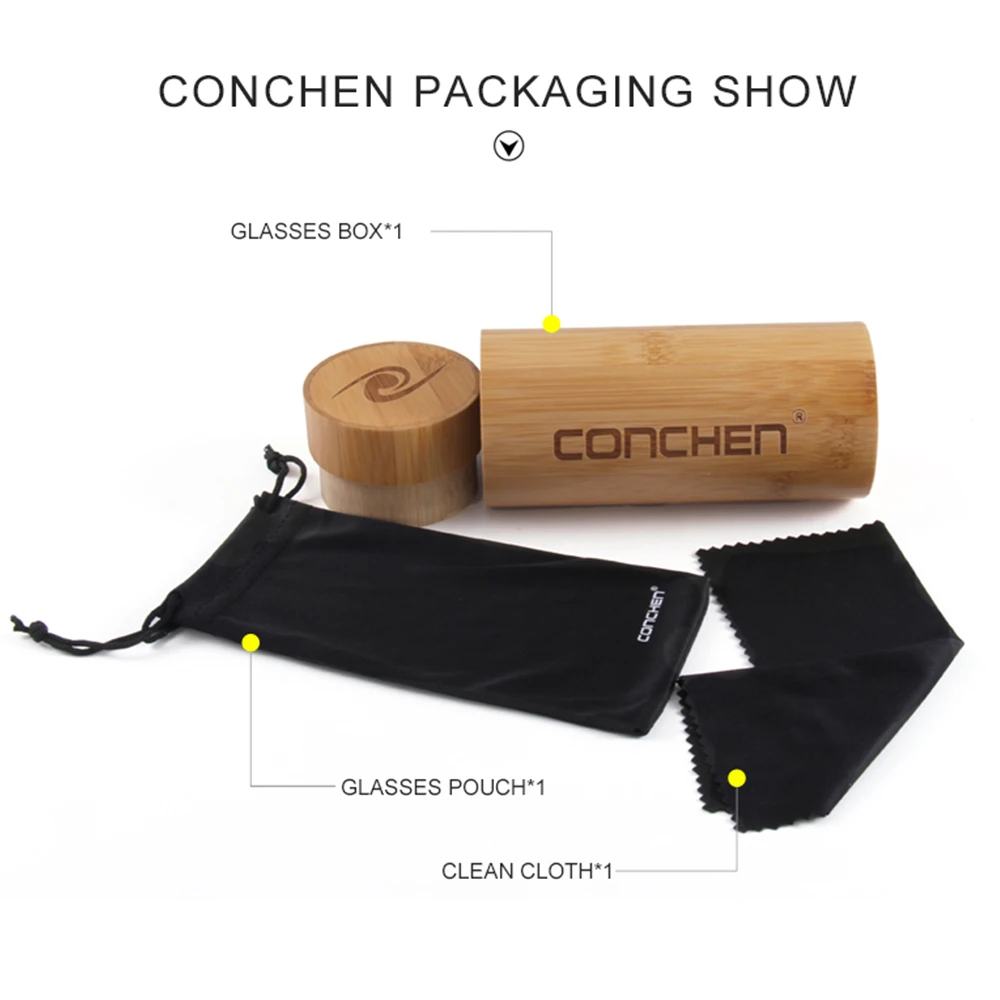 CONCHEN винтажные деревянные поляризационные солнцезащитные очки для женщин