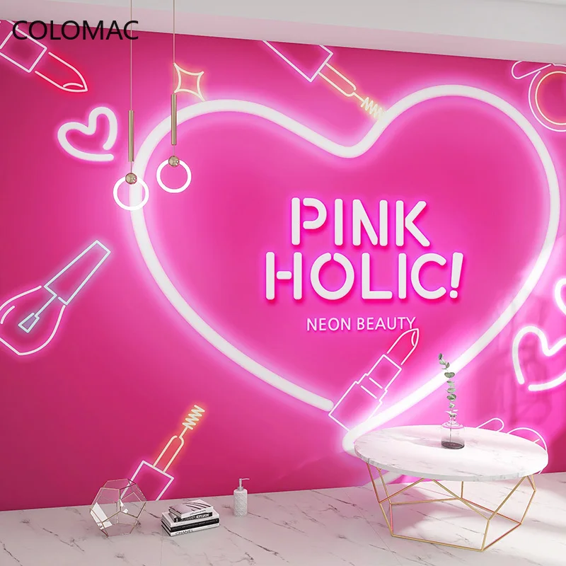 

Colomac Custom 3d Wall Stickers Decoration Beauty Creative Neon Light Wallpaper Beauty Salon Nail Shop Script Kill Dropshipping
