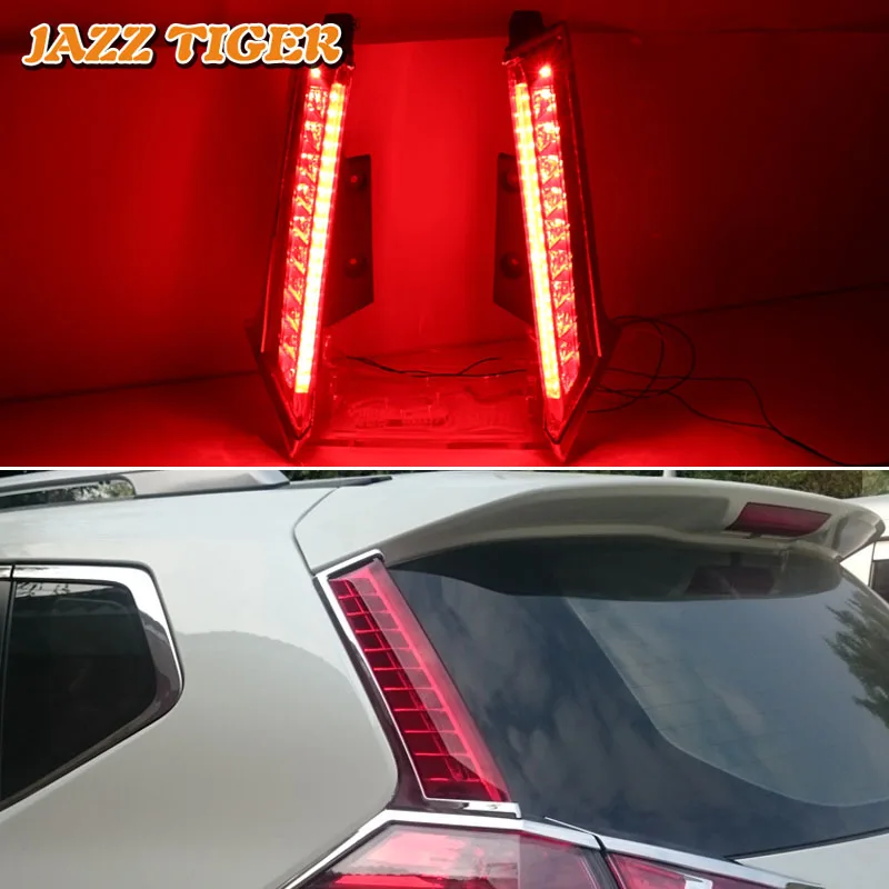 

Автомобильный стоп светильник сигнал JAZZ TIGER светодиодный задний противотуманный фонарь, 2 шт., отражатель, декоративный фонарь на бампер для Nissan X-trail 2014, 2015, 2016