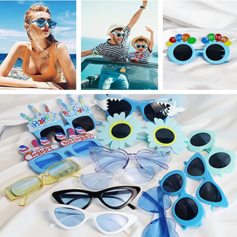 

Various Styles Rimless Sunglasses Heart Shape Glasses Party Sunglasses Transparent Candy Color Tinted Eyewear Cat Eye Sunglasses