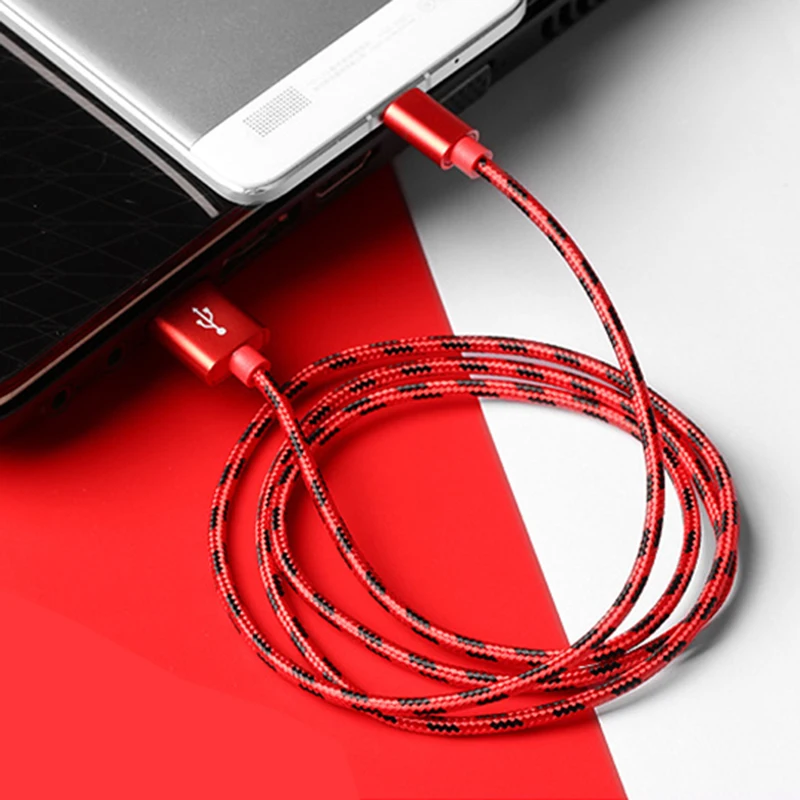 Кабель USB C для быстрой зарядки кабель Micro и передачи данных шнур красный розовый