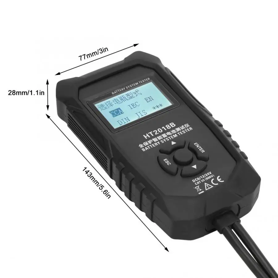 

HT2018B Car Digital Battery Tester Analyzer 6V/12V/24V With LCD Display