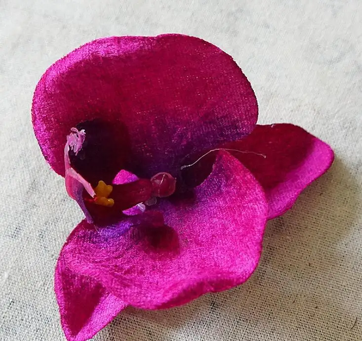 Velvet fuchsia Бабочка Орхидея головы 13 см/11 см шляпа одежда DIY Высокое качество шелковые цветы для дома Свадебные украшения Искусственный Цветок голова - Цвет: Velvet fuchsia