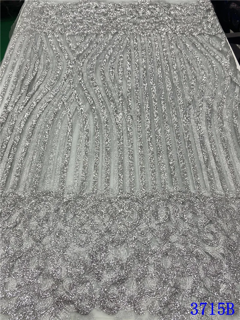 

Nigerian Lace Fabrics 2020 High Quality Sequins Lace Gold African Lace Fabric French Tulle Lace For Wedding Sewing YA3715B-2